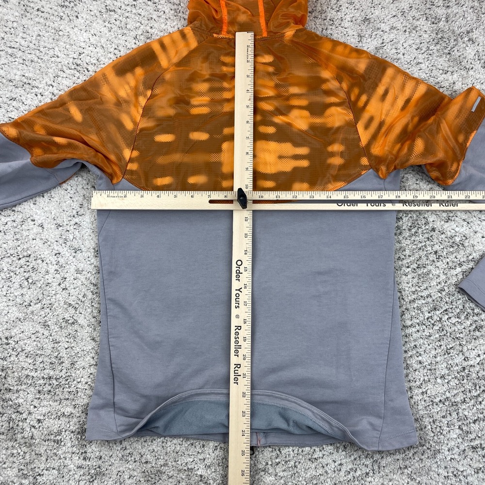 Nike Running Hoodie Mens Small Fanatic *STAINS* Dri Fit Jacket Orange Stretch - Picture 10 of 12